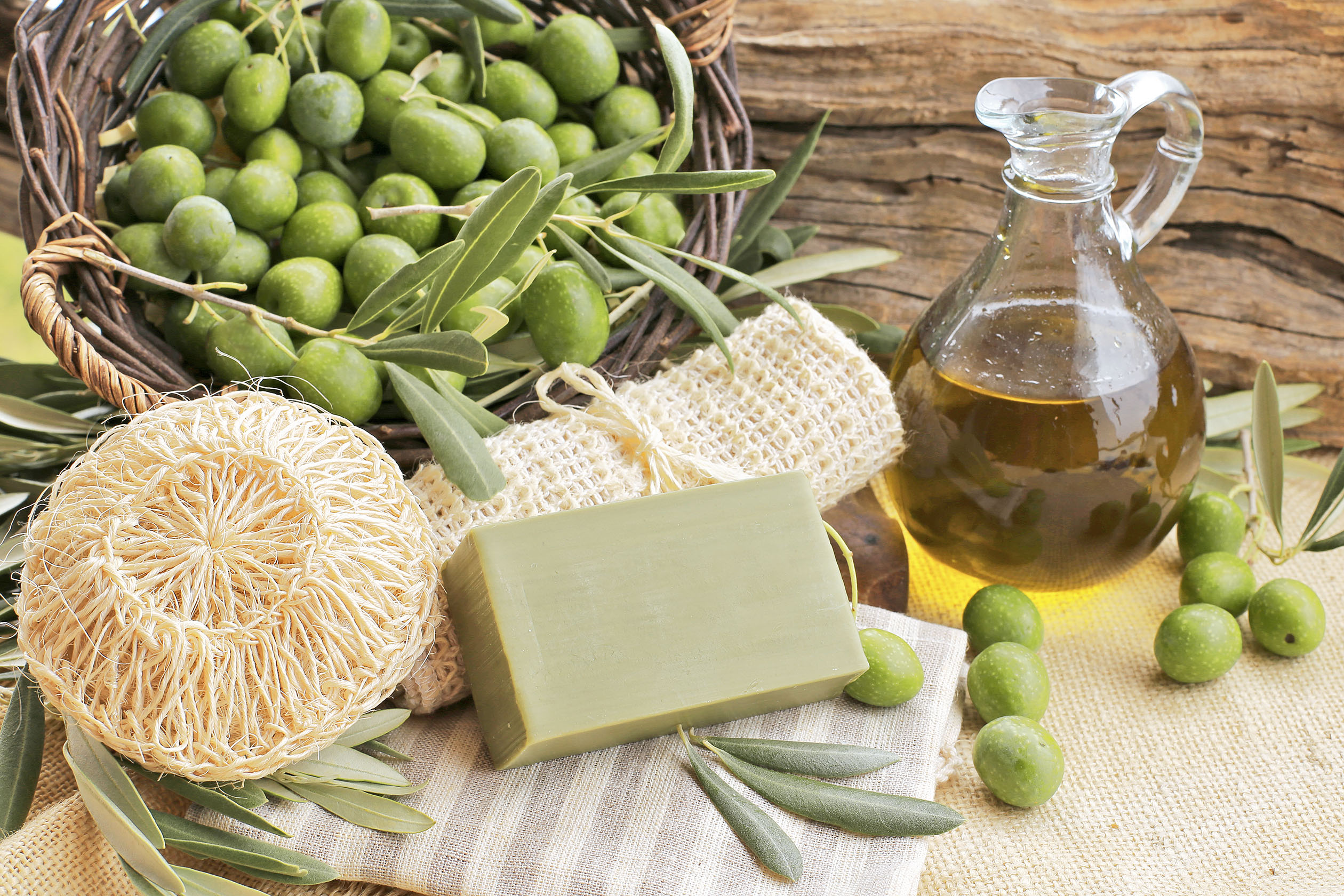 Olive oil soap with oil and olives