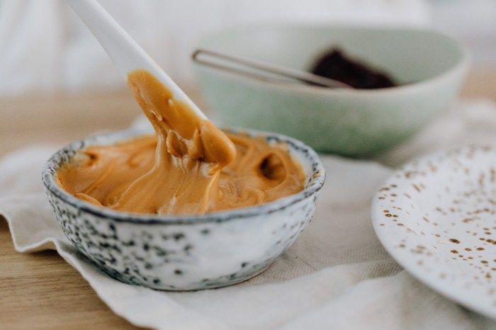 peanut butter in a ceramic bowl
