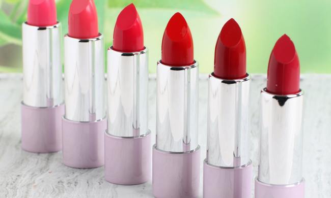 A lineup of different lipsticks.