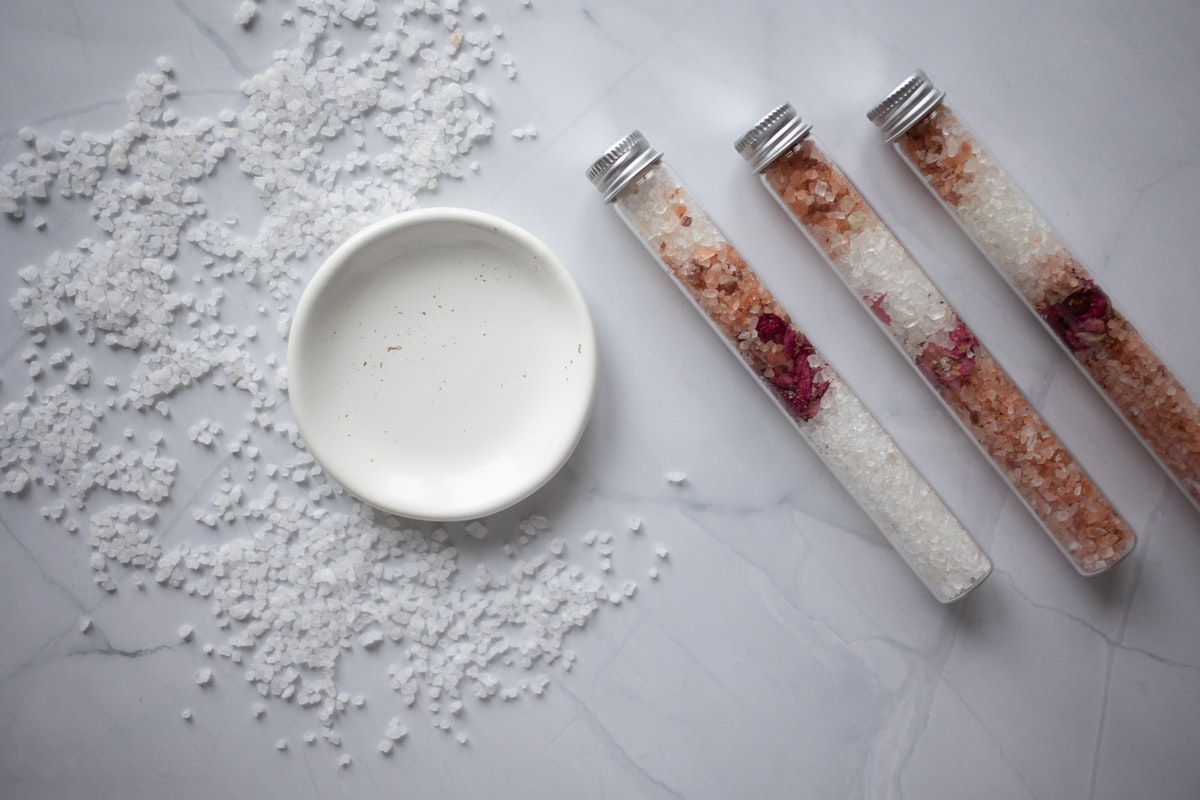 Bath salts in in glass tubes.