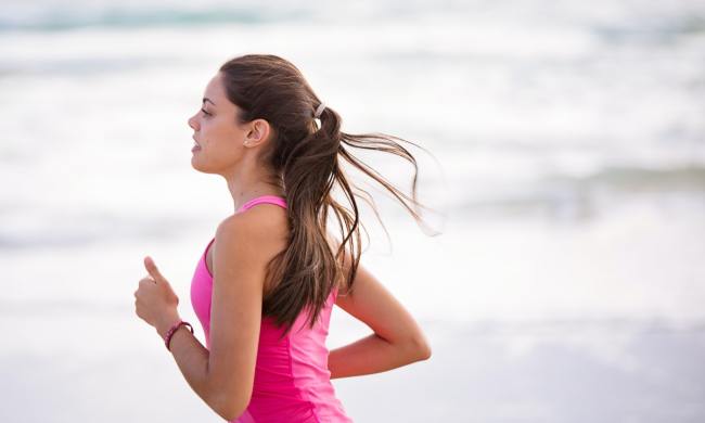A woman going on a jog.