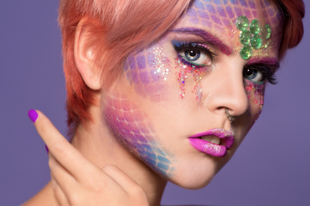 Beautiful mermaid makeup.