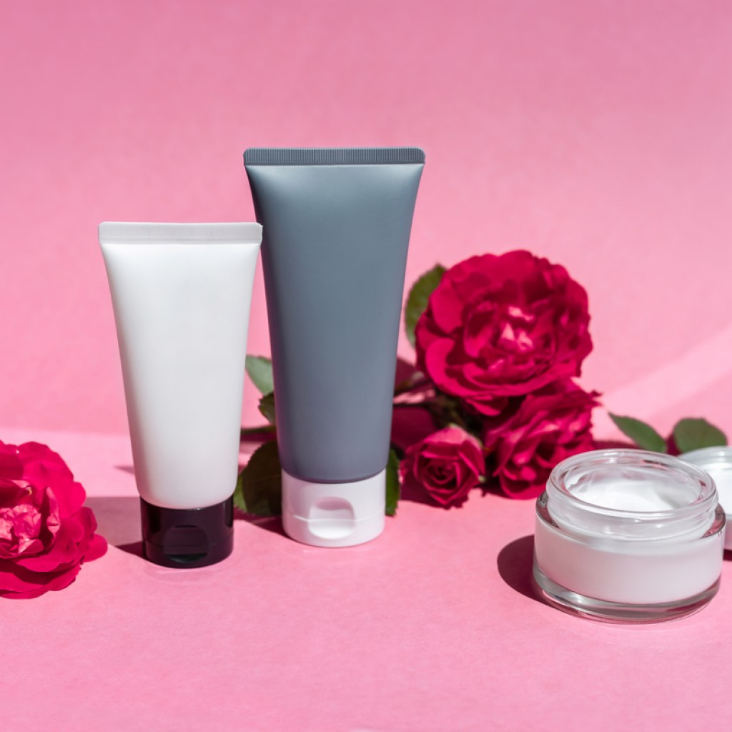 Various containers of lotion.