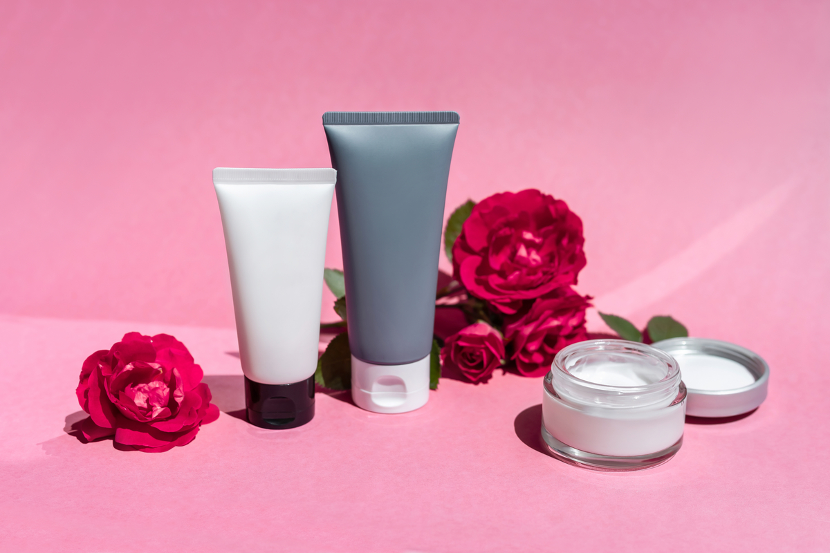 Various containers of lotion.