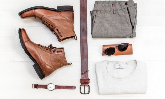 Flat lay of men's clothing and accessories