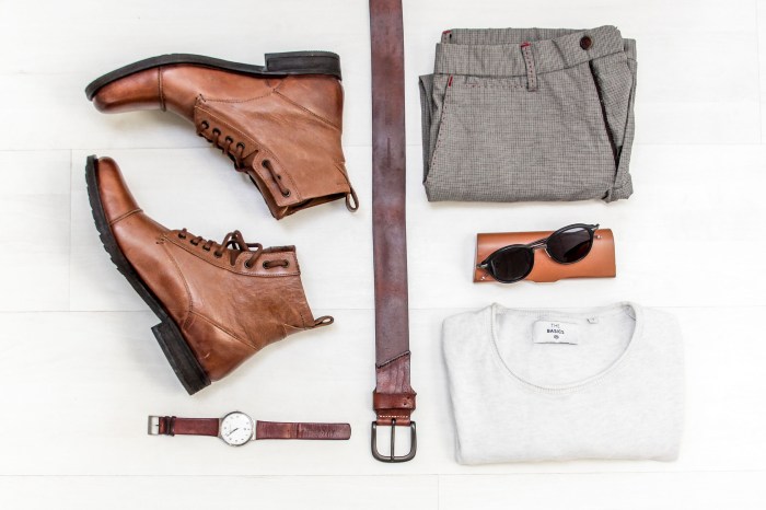 Flat lay of men's clothing and accessories