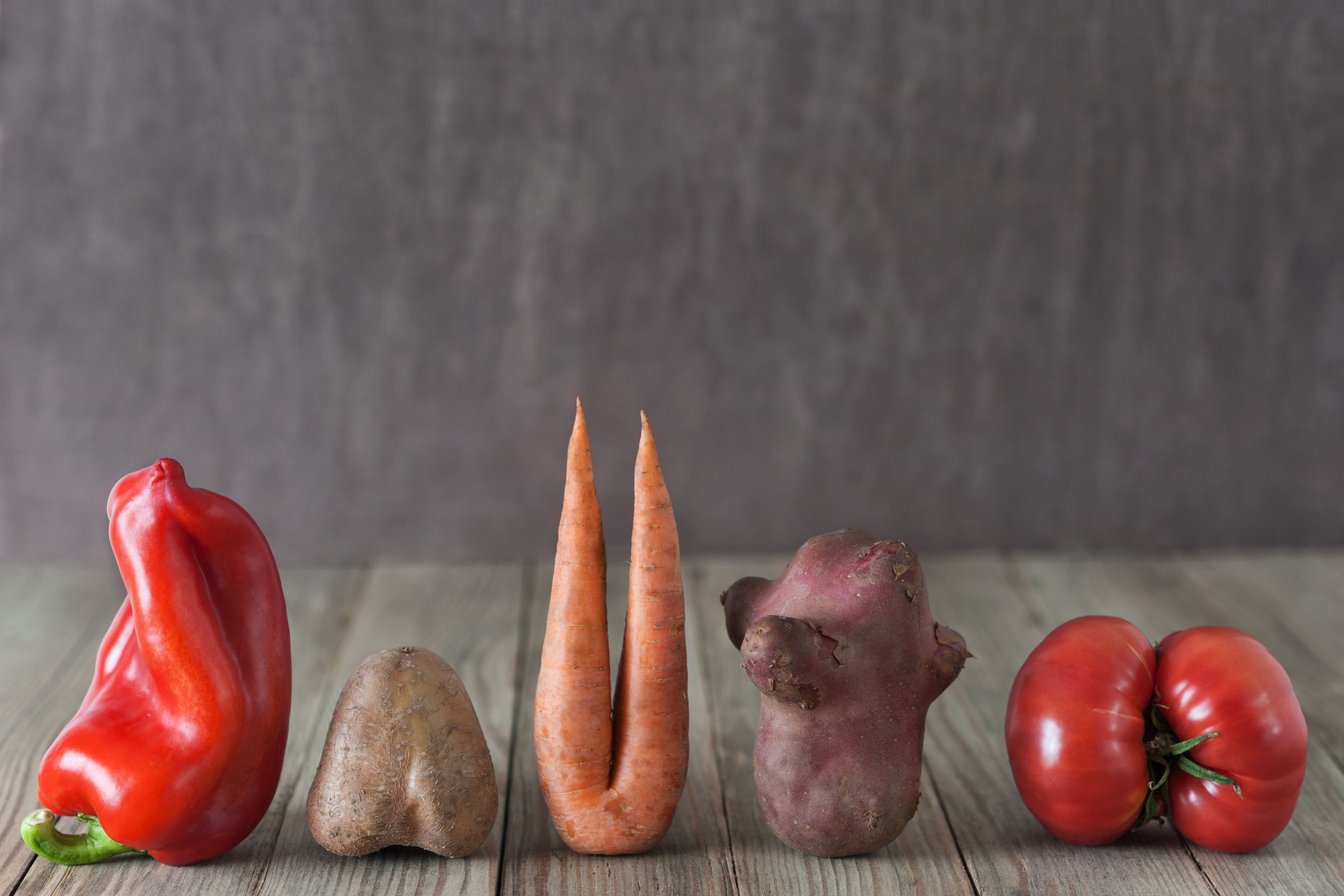 Misshapen ugly fruits and vegetables
