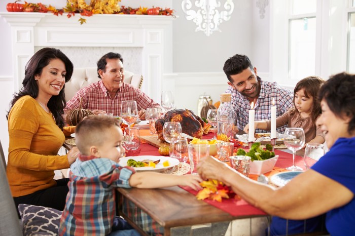 Family enjoying Thanksgiving dinner