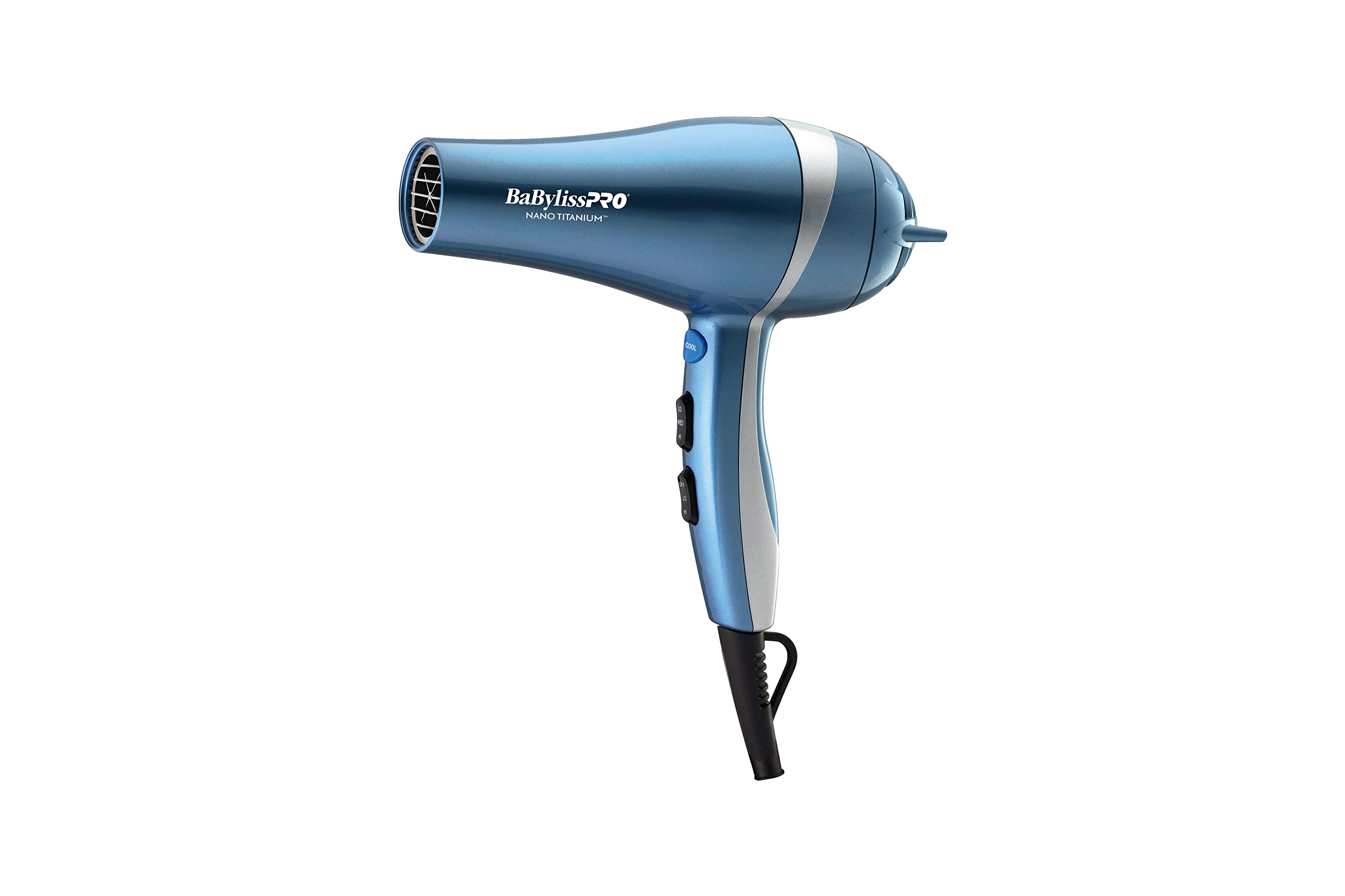 BayBylissPRO Nano Titanium hair dryer on white background.